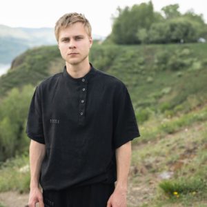 Колос: косоворотка-поло "Лён"  Черная