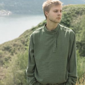 Колос: косоворотка льняная  "Воля"  пельно-зеленая