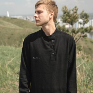 Колос: косоворотка льняная  "Воля"  Черная